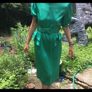 Vintage green dress satin size 6